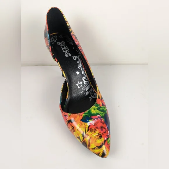 Brash Colorful Floral Slip on Stilettos Heels Dress Shoes Women's size 7 1/2. - Picture 4 of 7